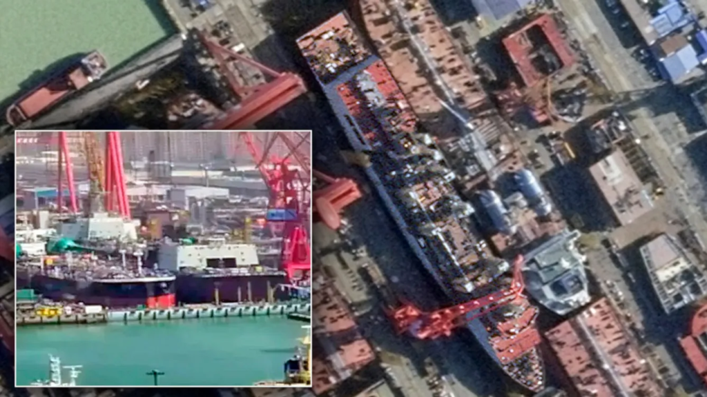 A China está construindo um enorme navio de suprimentos para seus grupos de porta-aviões