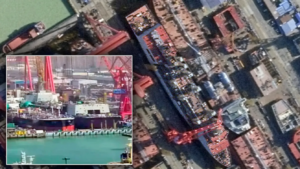 A China está construindo um enorme navio de suprimentos para seus grupos de porta-aviões